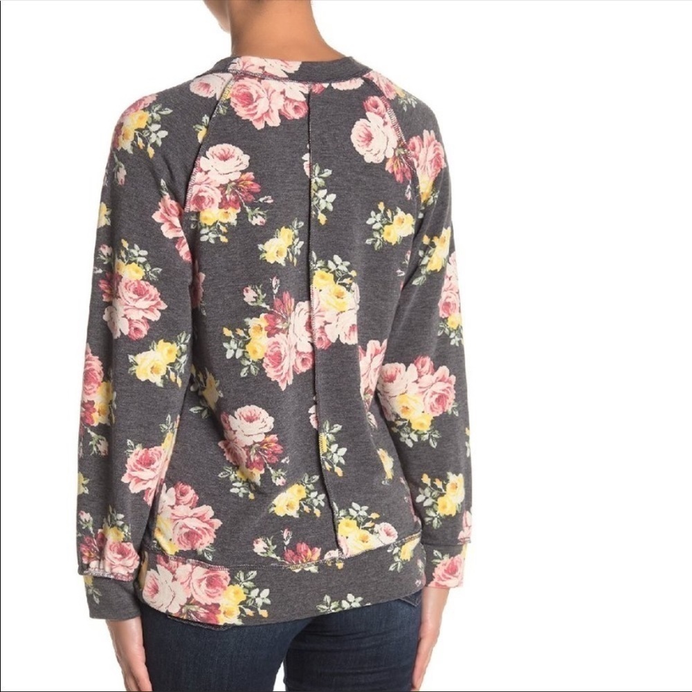 Caslon Floral Print Knit Pullover Green Sweater XS - Picture 8 of 11